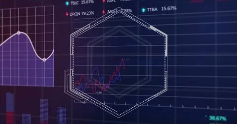 Image of scope scanning over data processing Stock Photos