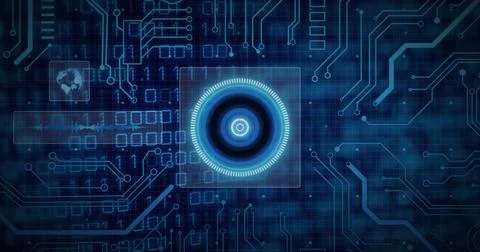 Image of scope scanning over data processing 写真素材