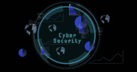 Image of scope scanning over data processing on black background 库存照片