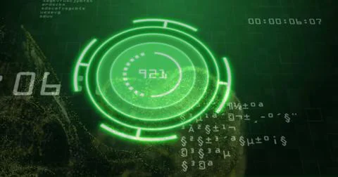 Image of scope scanning over data processing Foto stock