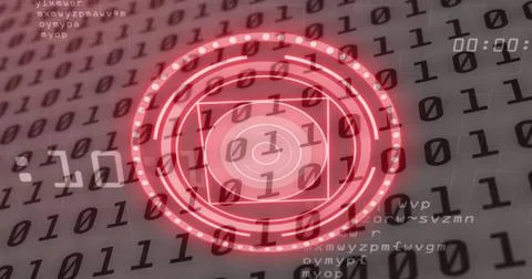Image of scope scanning over data processing Stock Photos