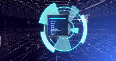 Image of scope scanning over data processing Stock Photos