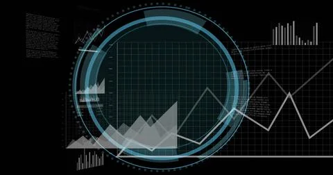 Image of scope scanning over diagrams and data processing 스톡 일러스트