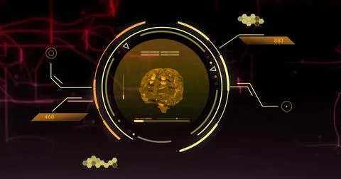 Image of scope scanning over diagrams and science data processing Stock Illustration