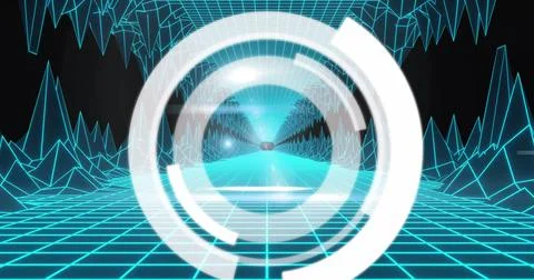 Image of scope scanning over digital tunnel Illustrazione stock