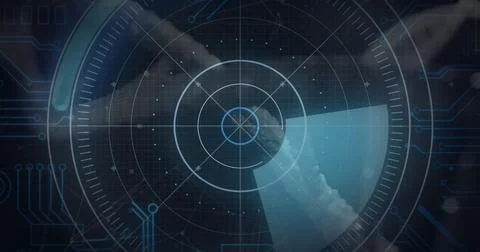 Image of scope scanning over dna strand on black background Stock Illustration