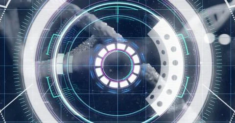 Image of scope scanning over dna strand Stock Photos