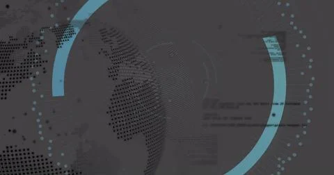 Image of scope scanning with padlock icon and data processing over globe on Illustrazione stock