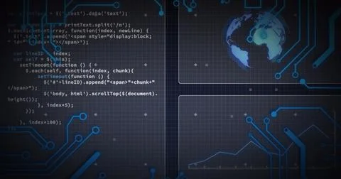 Image of scope scanning, processor elements and data processing on screens over 스톡 일러스트