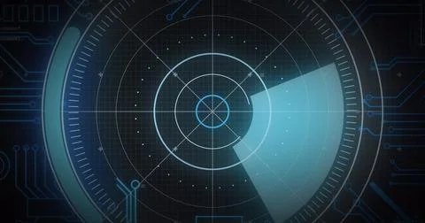 Image of scope scanning, processor elements and data processing over grid Stock Illustration