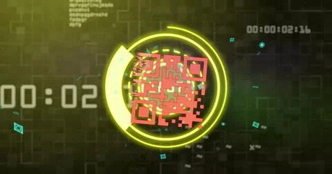 Image of scope scanning with qr code over data processing イラスト素材