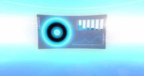 Image of scope scanning, statistics recording and data processing on screens Stock Illustration