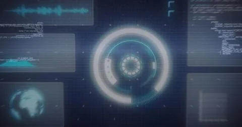 Image of scope scanning, statistics recording and data processing on screen on Stock Illustration