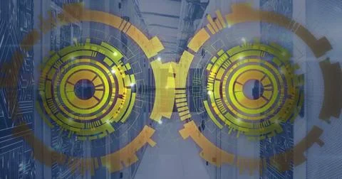 Image of scopes and data processing over computer servers 스톡 사진