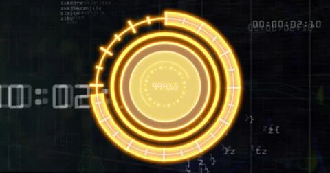 Image of scopes and data processing over black background 스톡 사진