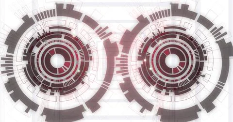 Image of scopes and data processing over white background Stock Photos