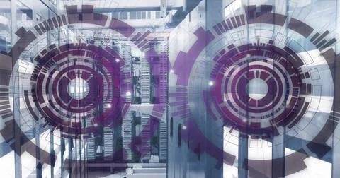 Image of scopes with data processing over computer servers 写真素材