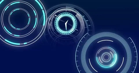 Image of scopes scanning and clock moving fast on blue background イラスト素材