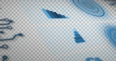 Image of scopes scanning and data processing on screens on grid background イラスト素材