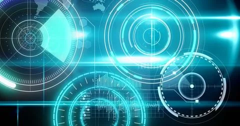 Image of scopes scanning and data processing on digital screen 스톡 일러스트