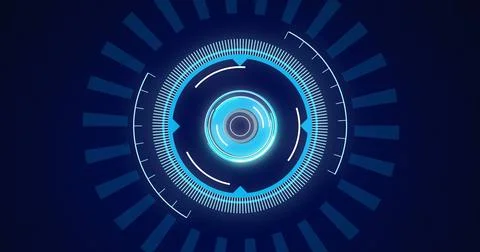 Image of scopes scanning and data processing on digital screen Stockillustratie