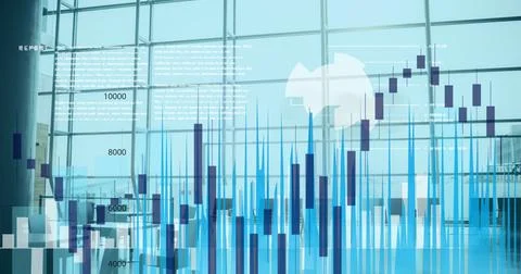 Image of scopes scanning and data processing over pedestrians and modern Ilustración de archivo