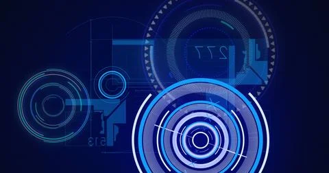 Image of scopes scanning and data processing on digital screen 스톡 일러스트