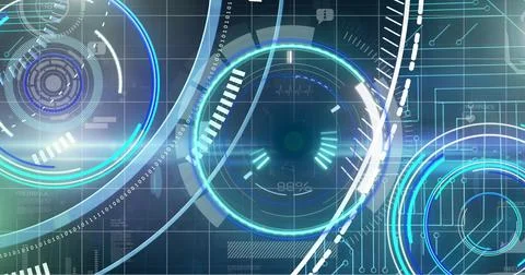 Image of scopes scanning and data processing over digital screen 스톡 일러스트