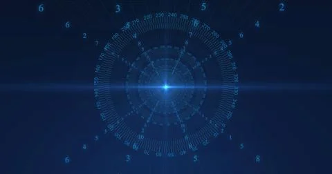 Image of scopes scanning and data processing with binary coding on blue Illustrazione stock