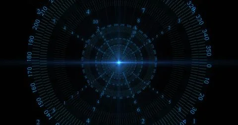 Image of scopes scanning and data processing with binary coding on black Stock Illustration