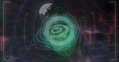 Image of scopes scanning and data processing Foto stock