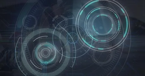 Image of scopes scanning and data processing Foto stock