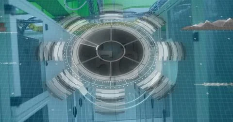 Image of scopes scanning and data processing over servers Stockfoto's