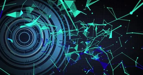 Image of scopes scanning and network of connections over processor elements Foto stock