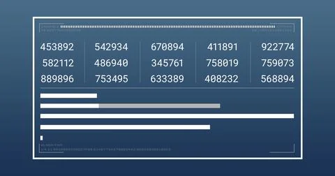 Image of screen with data processing over blue background Stock Photos