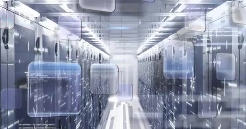 Image of screens and data processing over computer servers Stock Photos
