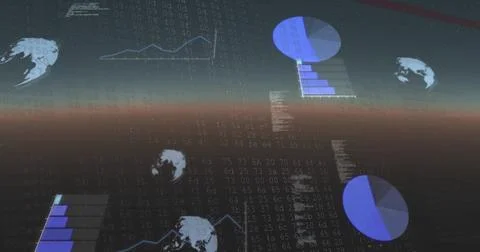 Image of screens with data processing against dual tone background Stock Photos