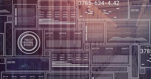 Image of screens with data processing over computer servers Stock Illustration