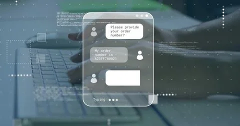 Image of screens with data processing over caucasian man using computer 스톡 사진