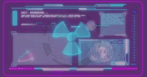Image of screens with digital data processing over purple background Stockfoto's