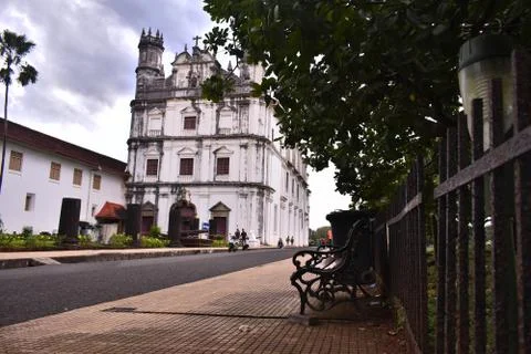 Image of Se Cathedral in a cloudy day in goa, India Stock Photos