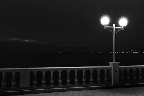 Image of the seafront at night. Stock Photos
