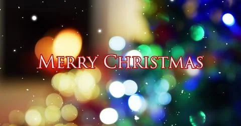 Image of season's greetings text with flickering fairy lights Stock Illustration