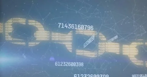Image of security chain, numbers and data processing Stock Photos