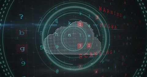 Image of security cloud icon against cyber security data processing Stock Photos