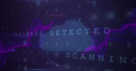 Image of security cyber attack warning, digital cloud and data processing Foto stock