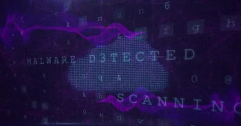 Image of security cyber attack warning, digital cloud and data processing Stock Photos