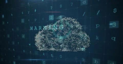 Image of security padlock and cloud icon over cyber security data processing on Stock Photos