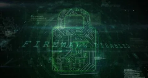 Image of security padlock and data processing over black background Stockillustratie