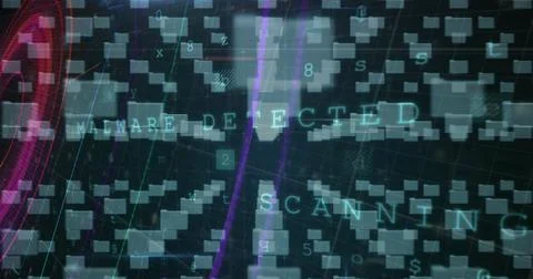 Image of security padlock and data processing over black background Illustrazione stock